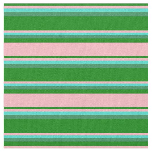 Groen, lichtroze, Turquoise & Zee Green Pattern Stof (Close Up)