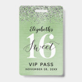 Groen Lief 16 Verjaardag VIP Badge (Voorzijde)