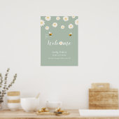 Groen Lief Daisy Bloom Baby shower Welkomstbord Poster (Keuken)