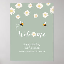 Groen Lief Daisy Bloom Baby shower Welkomstbord Poster