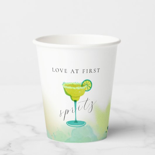 Groen Liefde Op Het Eerste Spuitje Bruidsfeest Papieren Bekers (Voorkant)