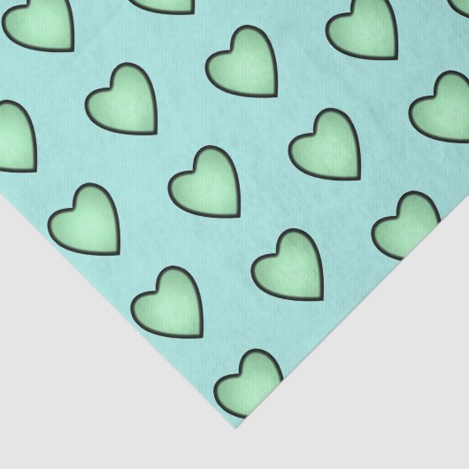 Groen liefdeshartspatroon tissuepapier (Detail)