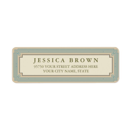 Groen lijst aangepaste retour adreslabel etiket (Voorkant)