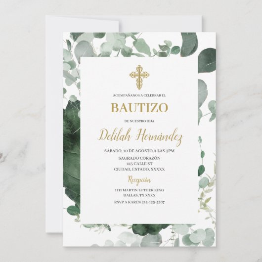 Groen lijst doopuitnodiging kaart (Voorkant)