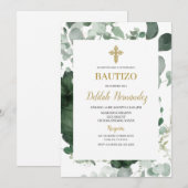 Groen lijst doopuitnodiging kaart (Voorkant / Achterkant)