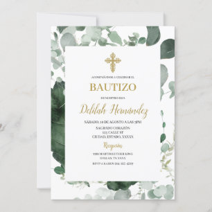 Groen lijst doopuitnodiging kaart