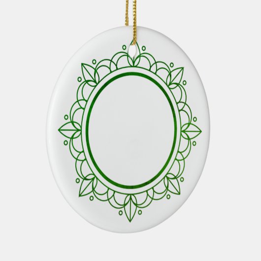 Groen Lijst Elegant  Kerstfeest Keramisch Ornament (Rechts)