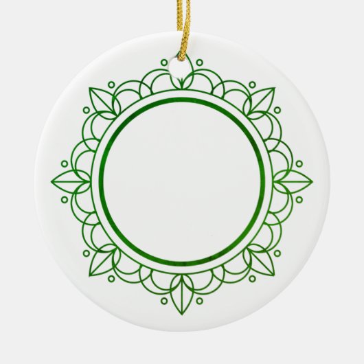 Groen Lijst Elegant  Kerstfeest Keramisch Ornament (Voorkant)