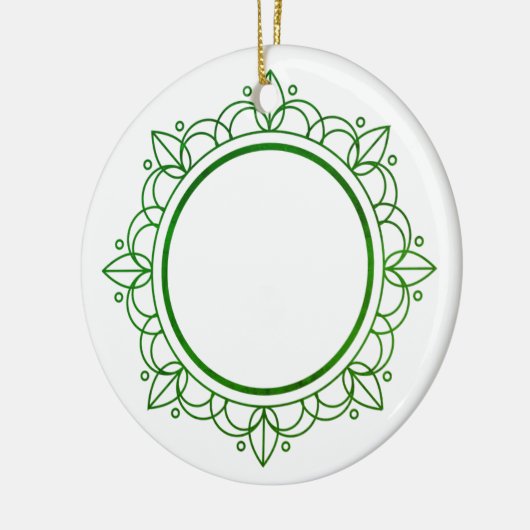 Groen Lijst Elegant  Kerstfeest Keramisch Ornament (Links)