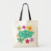 Groen Lijst - Floral - Gepersonaliseerd monogram Tote Bag (Voorkant)