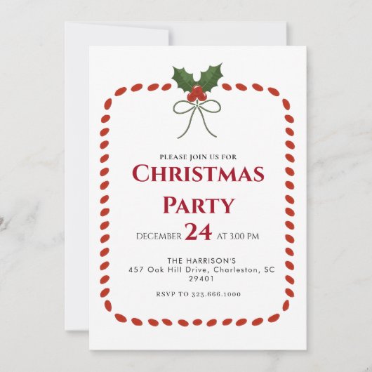 Groen lijst Kerstdiner Kaart (Voorkant)