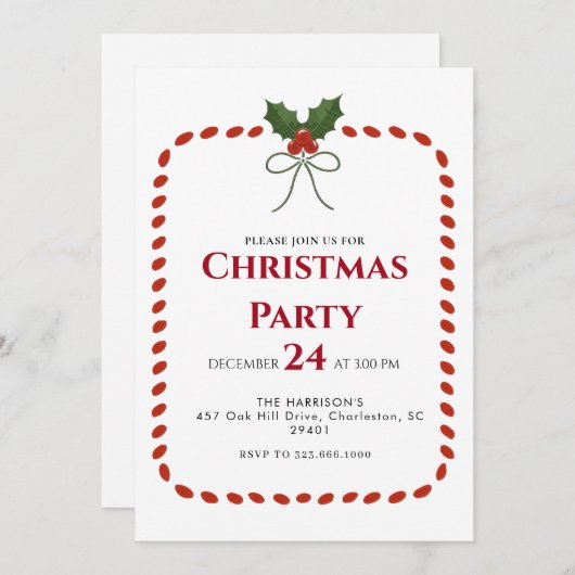 Groen lijst Kerstdiner Kaart (Voorkant / Achterkant)