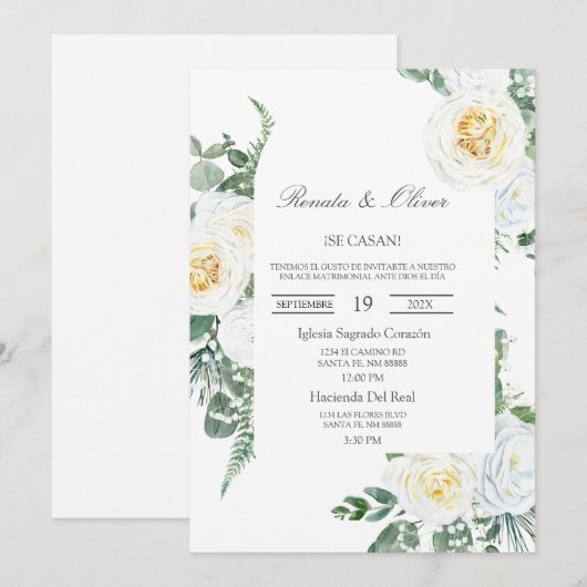 groen lijst spaanse bruiloft uitnodiging (Voorkant / Achterkant)