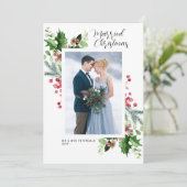 Groen lijst vakantie bruiloft aankondiging (Staand voorkant)