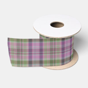 Groen, lila klassiek tartan. satijnen lint