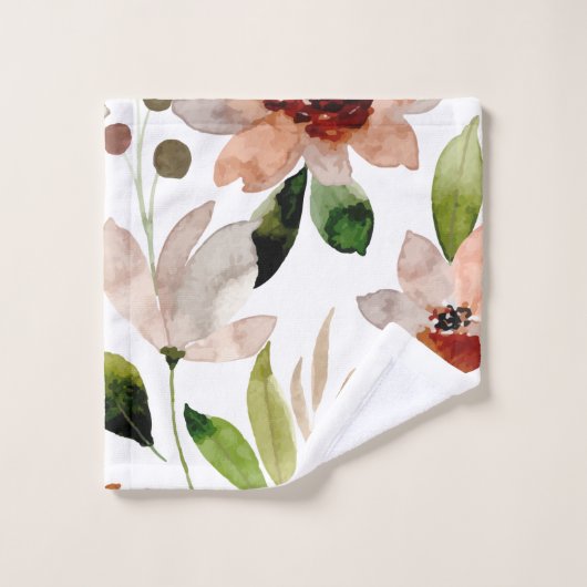 Groen lillypad Floral Dusty Blush Pattern Bad Handdoek (Wasdoekje)