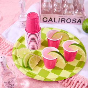 Groen + Limoen geruite Party Paper Borden Papieren Bordje