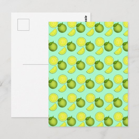 Groen Limoen Patroon Briefkaart (Voorkant / Achterkant)