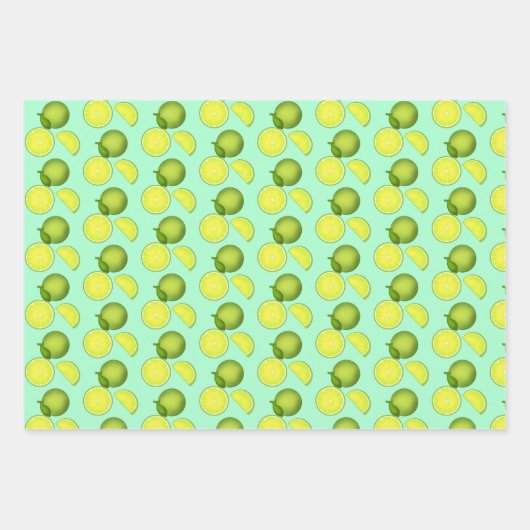 Groen Limoen Patroon Inpakpapier Vel (Voorkant 3)