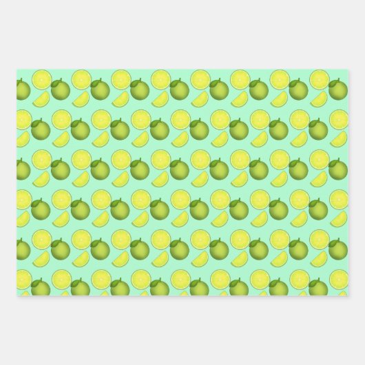 Groen Limoen Patroon Inpakpapier Vel (Voorkant)