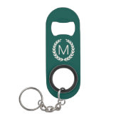  groen & Linen White Laurel Wreath Monogram Mini Flessenopener (Voorkant)