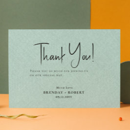 Groen linnen Eenvoudig script Welkom Hartelijk dan Bedankkaart