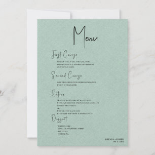 Groen linnen Eenvoudig zwart Script Welkomstmenu Kaart