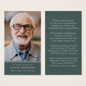 Groen Linnen Foto Begrafenisgebed Kaart (Voorkant /achterkant)