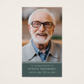 Groen Linnen Foto Begrafenisgebed Kaart (Voorkant)