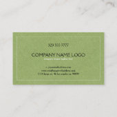 Groen linnen textuur patroon visitekaartje (Achterkant)