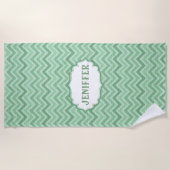 Groen linnen zigzag strandlaken (Voorkant)