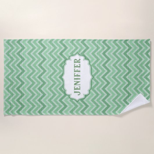 Groen linnen zigzag strandlaken (Voorkant)