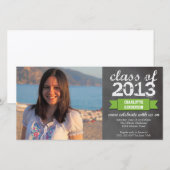 Groen lint banner schoolbord foto afstuderen aankondiging (Voorkant / Achterkant)