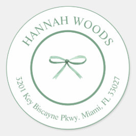 Groen lint Coquette retouradreslabel Ronde Sticker