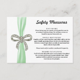 Groen lint Diamond Bow veiligheidsmaatregelen Informatiekaartje