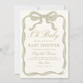 Groen lint Genderneutraal Baby shower Kaart (Voorkant)