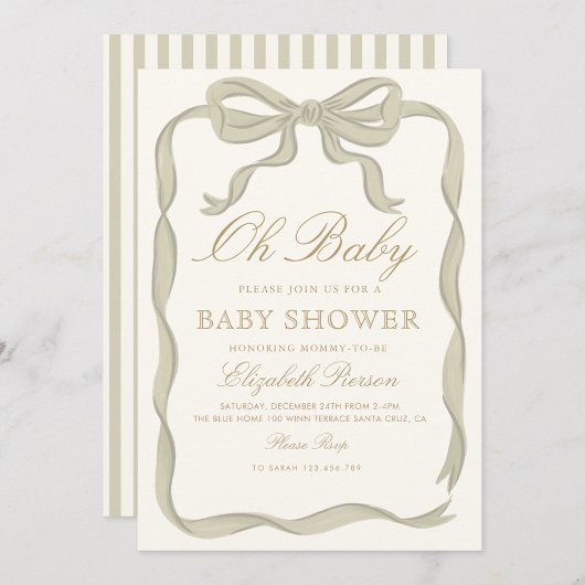 Groen lint Genderneutraal Baby shower Kaart