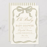 Groen lint Genderneutraal Baby shower Kaart<br><div class="desc">Groen lint elegant minimalistisch Baby shower</div>