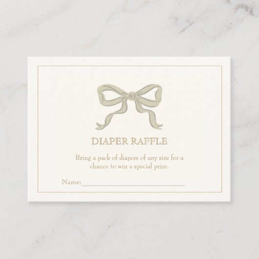 Groen lint Geslacht neutrale luier loterij Informatiekaartje (Voorkant)