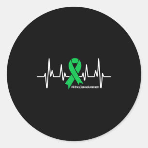 Groen lint Hartslag Nierziekte Bewustzijn Me Ronde Sticker