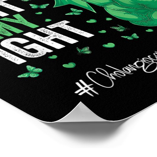 Groen lint moeder cholangiocarcinoom bewustzijn poster (Hoek)