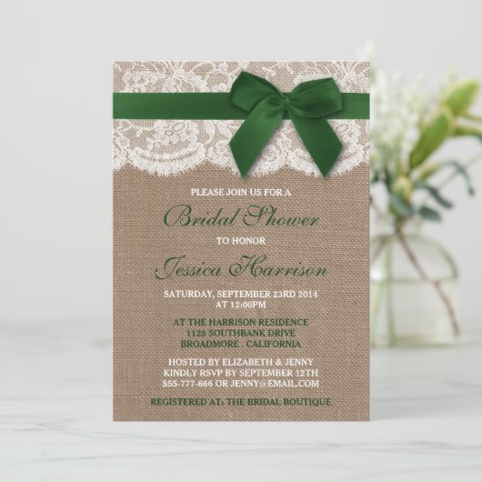 Groen lint op Vrijgezellenfeest op schoot en kant Kaart (Staand voorkant)