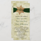 Groen lint, roestvast sneeuwvlok programmakaart (Voorkant / Achterkant)