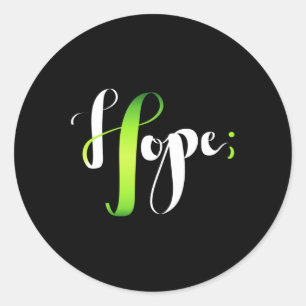 Groen lint Semicolon - Geestelijk gezondheidsbewus Ronde Sticker