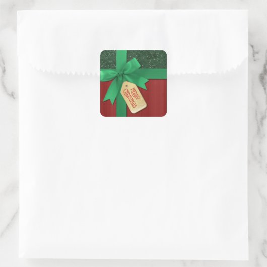 Groen lint Vrolijk kerstcadeau Stickers (Tas)
