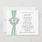 Groen Lint Zilveren Zwanen Bruids Douche Uitnodigi Kaart (Voorkant)
