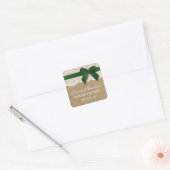 Groen lintje op het Vrijgezellenfeest Kraft & Lace Vierkante Sticker (Envelop)