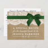 Groen lintje op Vrijgezellenfeest Kraft & Lace Uitnodiging Briefkaart (Voorkant / Achterkant)