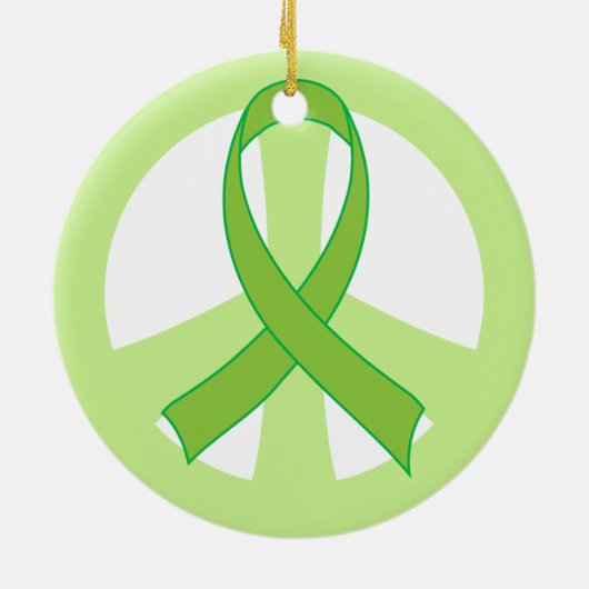 Groen lintje Vredesgebaren Bewustmaking Ornament G (Achterkant)