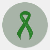 Groen lintsteunbewustzijn ronde sticker (Voorkant)